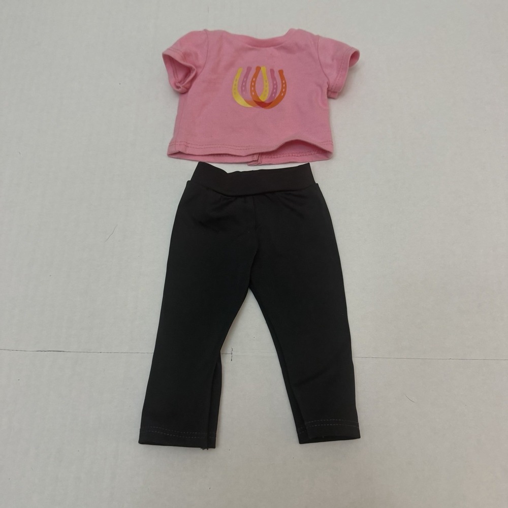 American Girl Doll 18" Clothes Black Tights Stockings Leggings Pink Horse Shirt